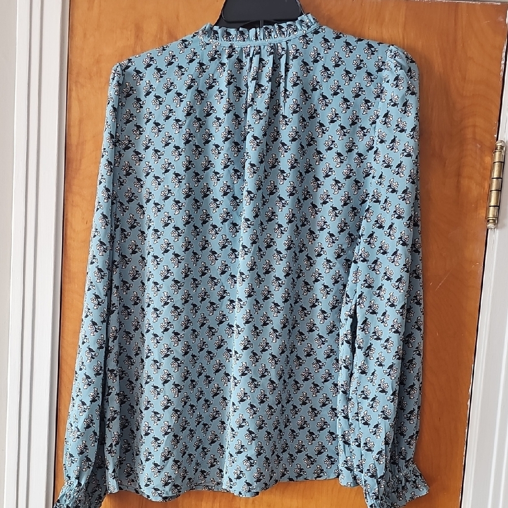 LOFT Sky Blue Patterned Blouse - Picture 5 of 5